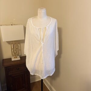 Stylish White Striped Cover-Up